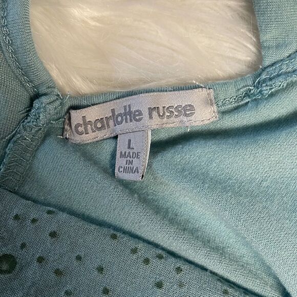 Charlotte Russe Ladies Embellish Top Y2K Fairy Whimiscal Large Bluish Green Sz L - Picture 7 of 7